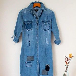 RARE!! Vgt Polo  Patchwork distress Shirt Dress